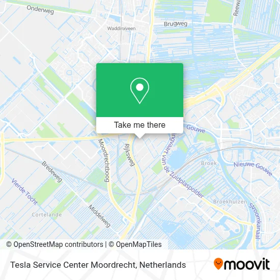 Tesla Service Center Moordrecht map