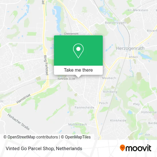 Vinted Go Parcel Shop map