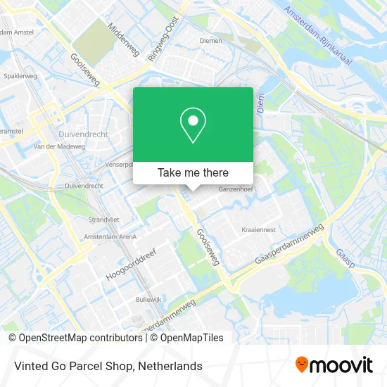 Vinted Go Parcel Shop map