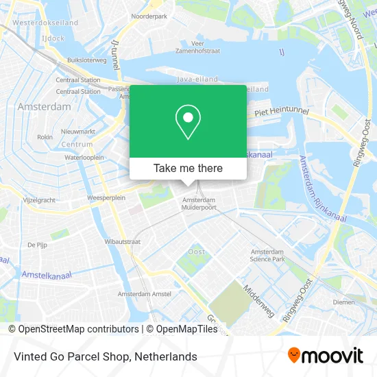 Vinted Go Parcel Shop map