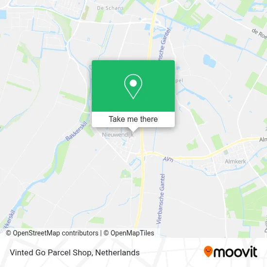 Vinted Go Parcel Shop map
