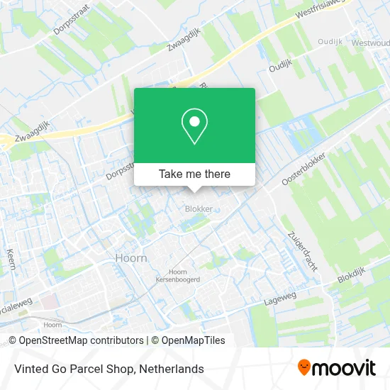 Vinted Go Parcel Shop map