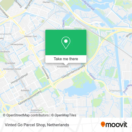 Vinted Go Parcel Shop map