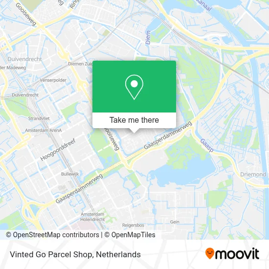 Vinted Go Parcel Shop map