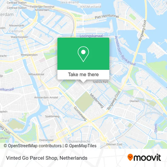 Vinted Go Parcel Shop map