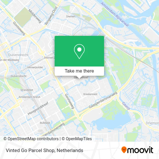 Vinted Go Parcel Shop map