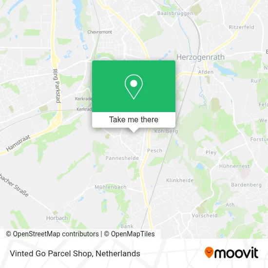 Vinted Go Parcel Shop map