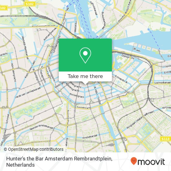 Hunter's the Bar Amsterdam Rembrandtplein map