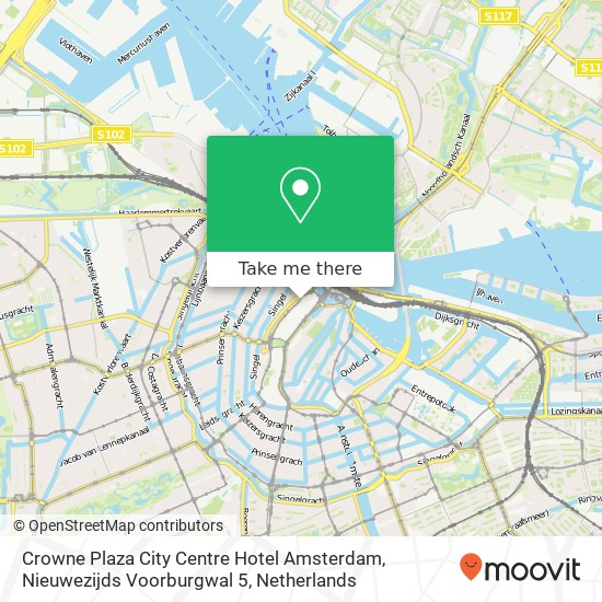 Crowne Plaza City Centre Hotel Amsterdam, Nieuwezijds Voorburgwal 5 Karte