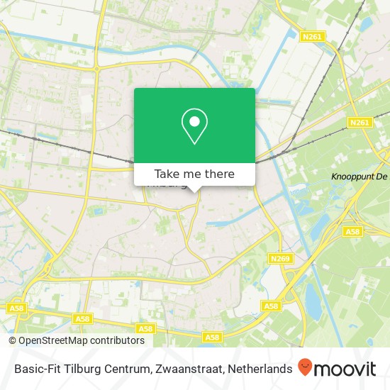 Basic-Fit Tilburg Centrum, Zwaanstraat map