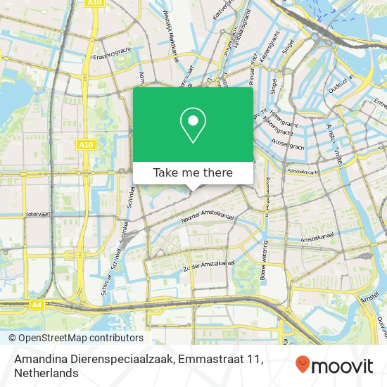 Amandina Dierenspeciaalzaak, Emmastraat 11 map