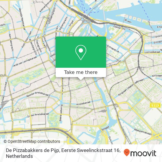 De Pizzabakkers de Pijp, Eerste Sweelinckstraat 16 map