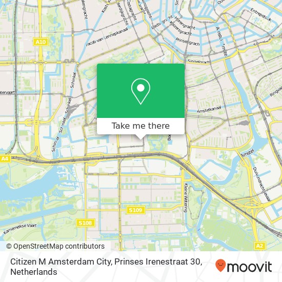 Citizen M Amsterdam City, Prinses Irenestraat 30 map