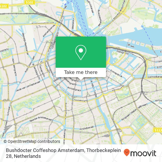 Bushdocter Coffeshop Amsterdam, Thorbeckeplein 28 Karte