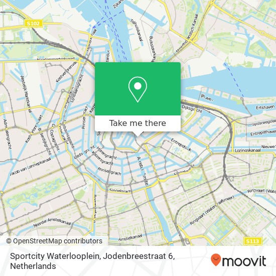 Sportcity Waterlooplein, Jodenbreestraat 6 map