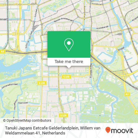 Tanuki Japans Eetcafe Gelderlandplein, Willem van Weldammelaan 41 map