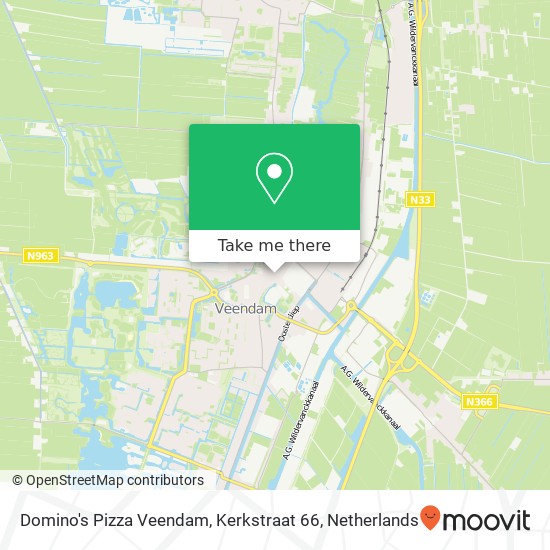 Domino's Pizza Veendam, Kerkstraat 66 map