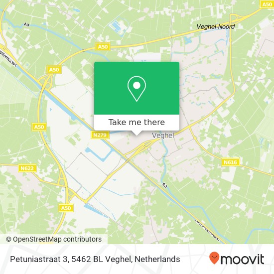 Petuniastraat 3, 5462 BL Veghel Karte