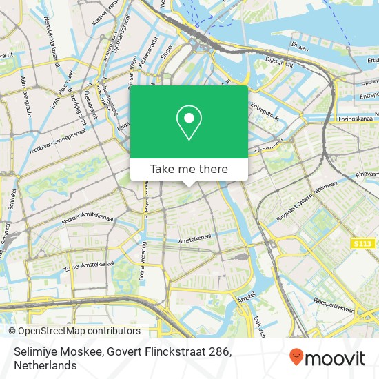 Selimiye Moskee, Govert Flinckstraat 286 map