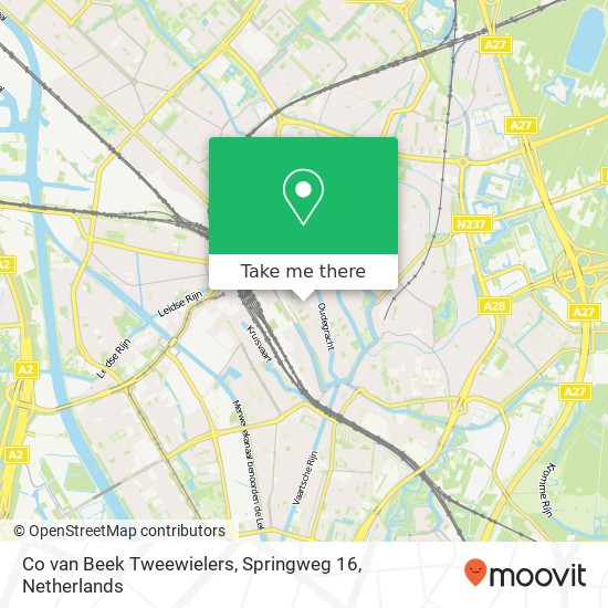 Co van Beek Tweewielers, Springweg 16 map