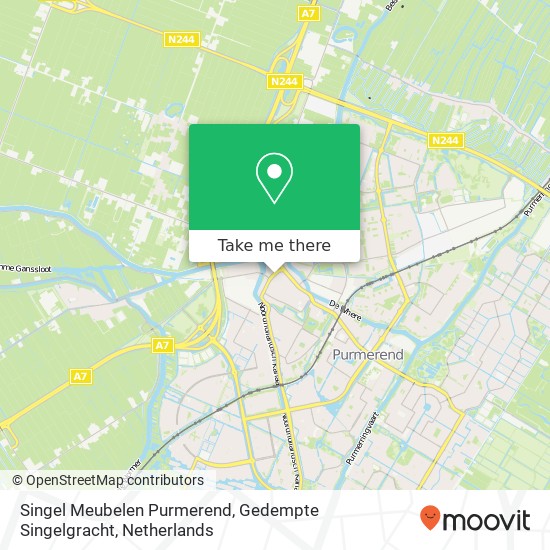 Singel Meubelen Purmerend, Gedempte Singelgracht Karte