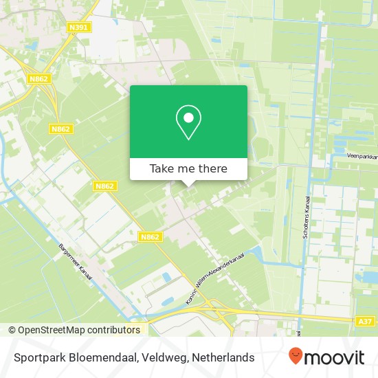 Sportpark Bloemendaal, Veldweg map