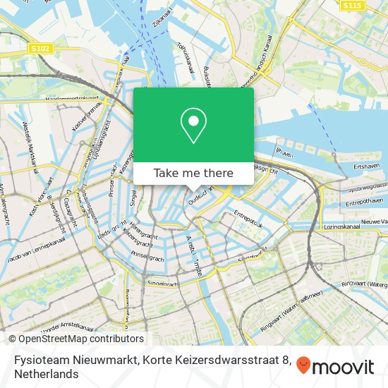 Fysioteam Nieuwmarkt, Korte Keizersdwarsstraat 8 map