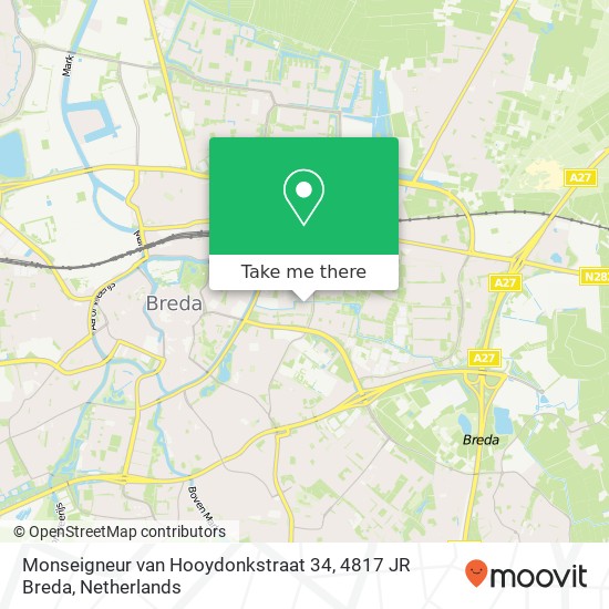 Monseigneur van Hooydonkstraat 34, 4817 JR Breda map