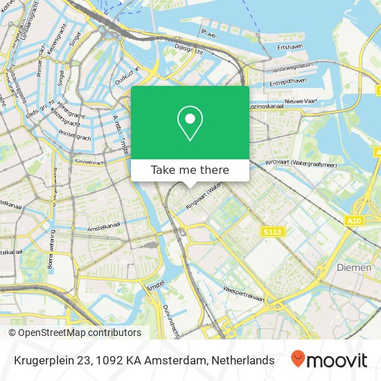 Krugerplein 23, 1092 KA Amsterdam map