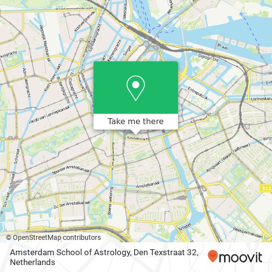 Amsterdam School of Astrology, Den Texstraat 32 map