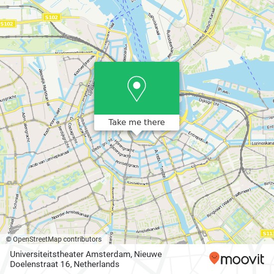 Universiteitstheater Amsterdam, Nieuwe Doelenstraat 16 Karte