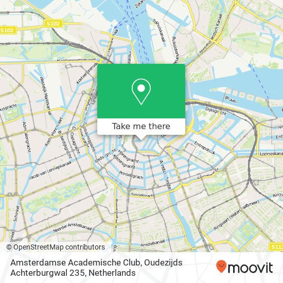 Amsterdamse Academische Club, Oudezijds Achterburgwal 235 map