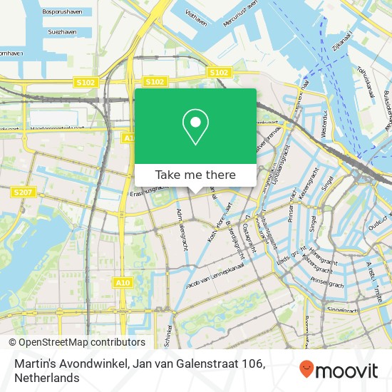 Martin's Avondwinkel, Jan van Galenstraat 106 map