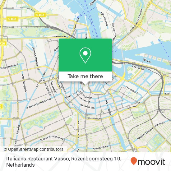 Italiaans Restaurant Vasso, Rozenboomsteeg 10 map