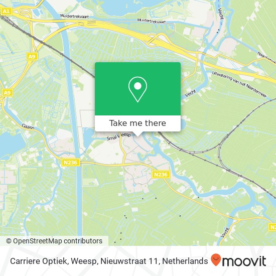 Carriere Optiek, Weesp, Nieuwstraat 11 map