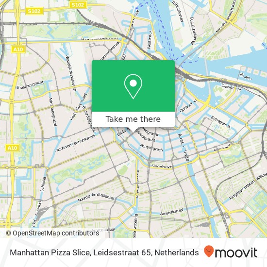 Manhattan Pizza Slice, Leidsestraat 65 map