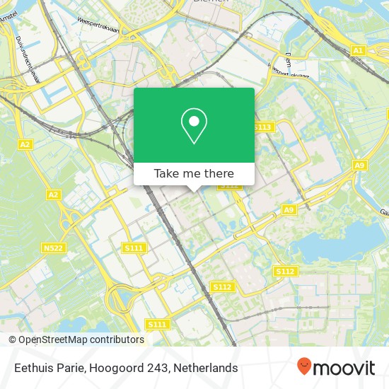 Eethuis Parie, Hoogoord 243 map