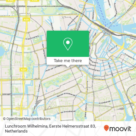 Lunchroom Wilhelmina, Eerste Helmersstraat 83 map