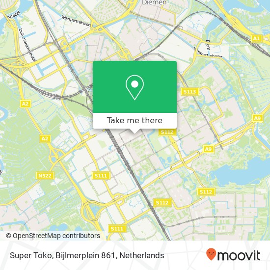 Super Toko, Bijlmerplein 861 map