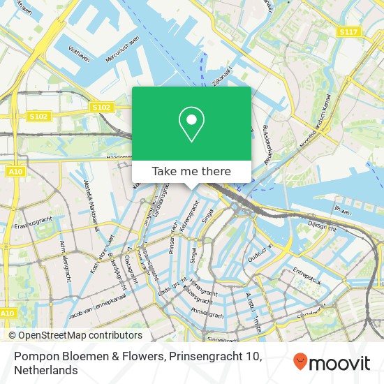 Pompon Bloemen & Flowers, Prinsengracht 10 map