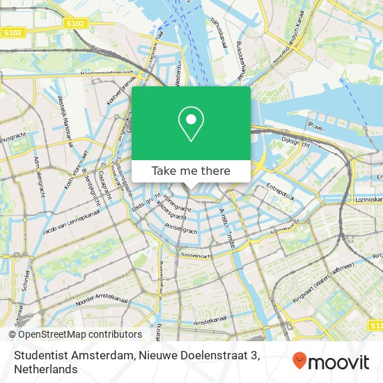 Studentist Amsterdam, Nieuwe Doelenstraat 3 Karte