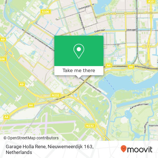 Garage Holla Rene, Nieuwemeerdijk 163 map