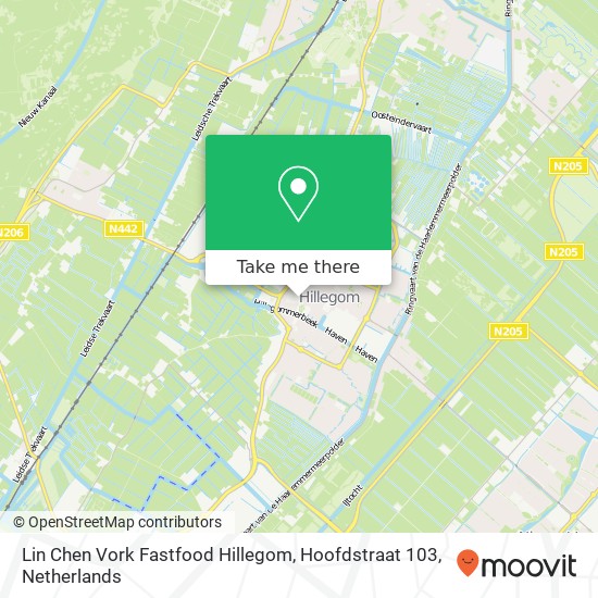 Lin Chen Vork Fastfood Hillegom, Hoofdstraat 103 map