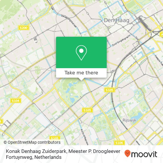 Konak Denhaag Zuiderpark, Meester P. Droogleever Fortuynweg map