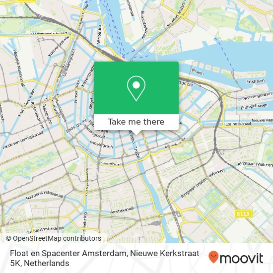 Float en Spacenter Amsterdam, Nieuwe Kerkstraat 5K map