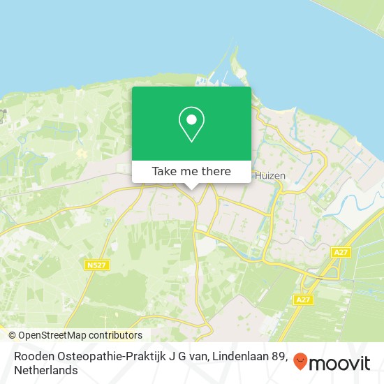 Rooden Osteopathie-Praktijk J G van, Lindenlaan 89 Karte