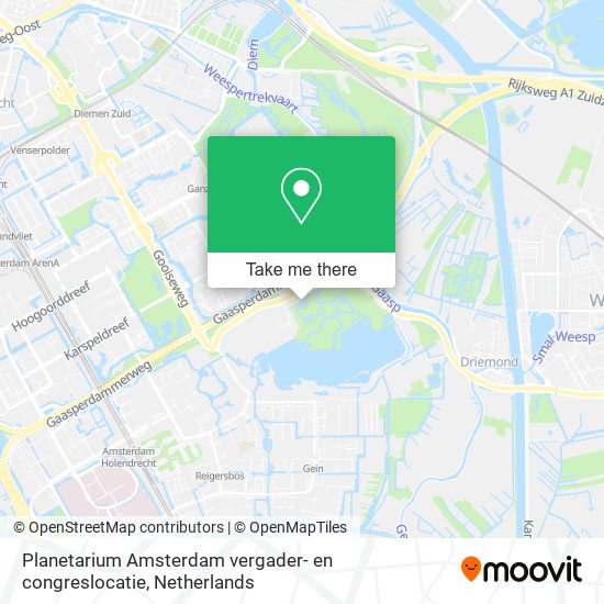 Planetarium Amsterdam vergader- en congreslocatie map