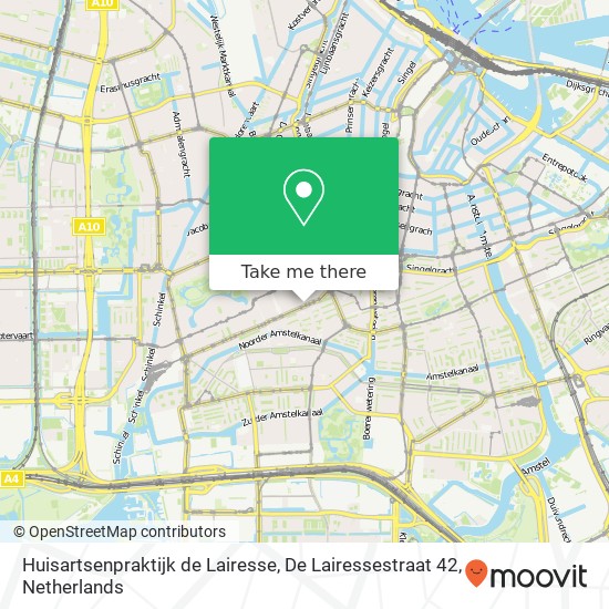 Huisartsenpraktijk de Lairesse, De Lairessestraat 42 map