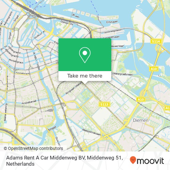 Adams Rent A Car Middenweg BV, Middenweg 51 Karte