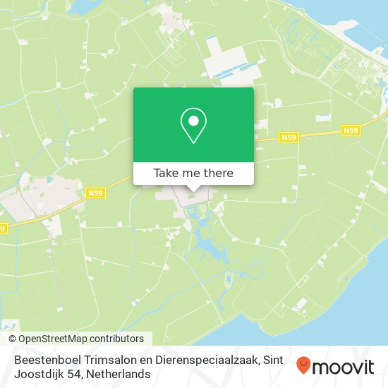 Beestenboel Trimsalon en Dierenspeciaalzaak, Sint Joostdijk 54 map